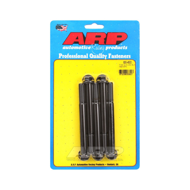 Set de șuruburi și piulițe universale ARP 7/16-14 – Șuruburi hexagonale cu finisaj negru oxidat, x5 - ARP-655-4500 - 655-4500 - 3666618195223